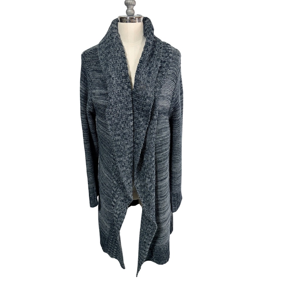 Sweet Romeo Cardigan Open Front Shawl Collar Knit Women Med Gray Layering Cozy